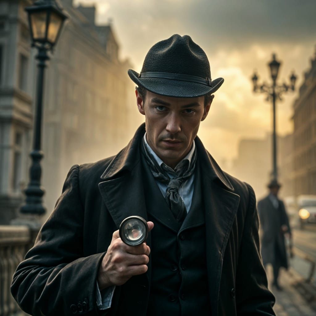Classic Detective Sherlock Holmes in Foggy London
