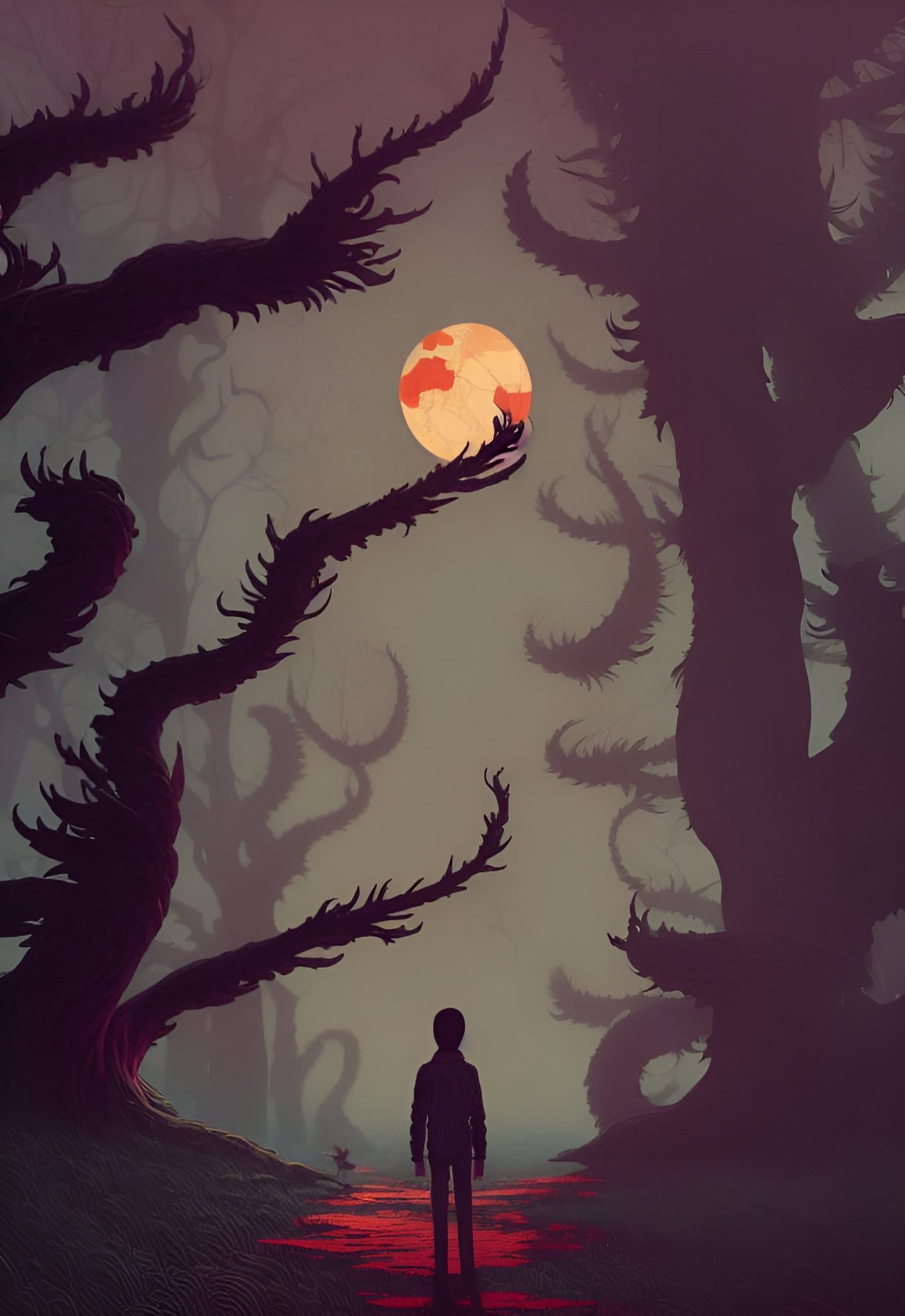 Terrifying Lonely Wanderer Horror Illustration