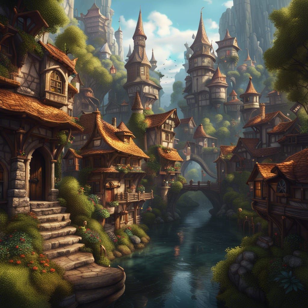 Impressionist Fairy Town Concept Art
