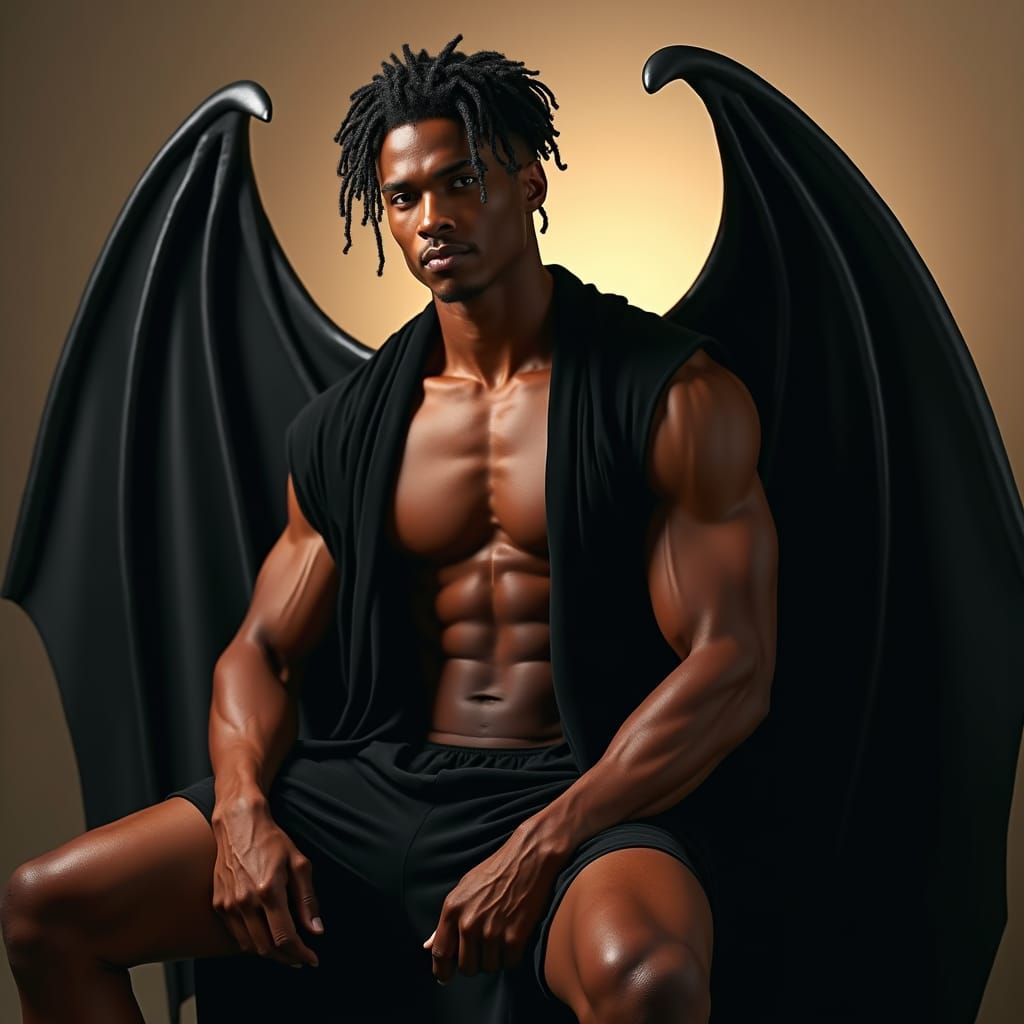 Majestic Winged Figure in Dark Fantasy Style