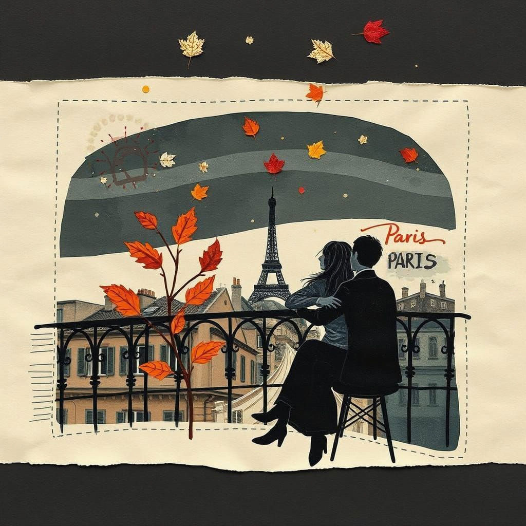 Abstract Couple's Rendezvous in Paris, Constructivist Style