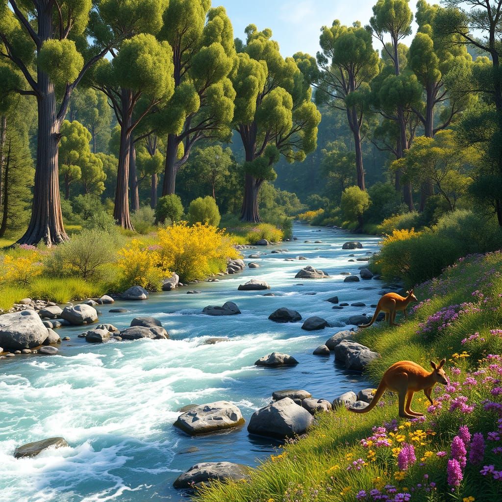 Serene Australian Wilderness in Anime-Inspired Art