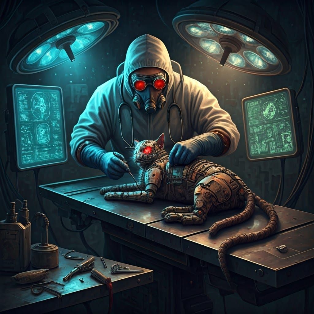 Cyberpunk Vet Operates on Cybernetic Cat