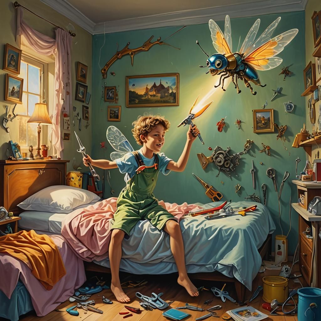 Tooth Fairy in Surreal Dreamscape, Oil on Canvas