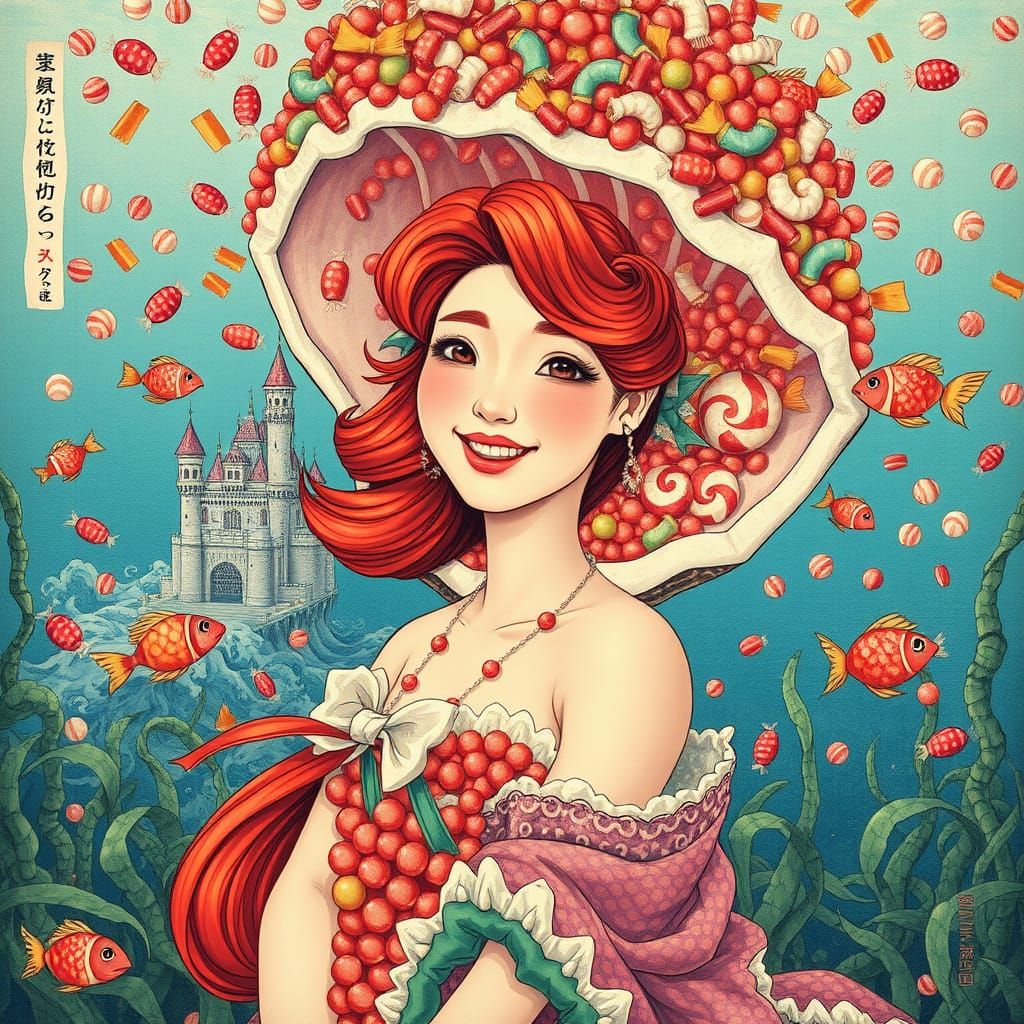 Surreal Little Mermaid Cosplay in Hokusai Style