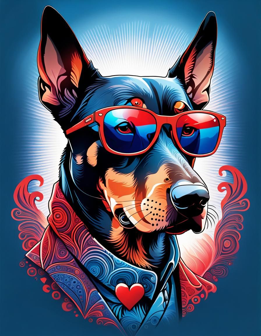 Stylish Doberman Dog T-Shirt Design with Gradient Coat