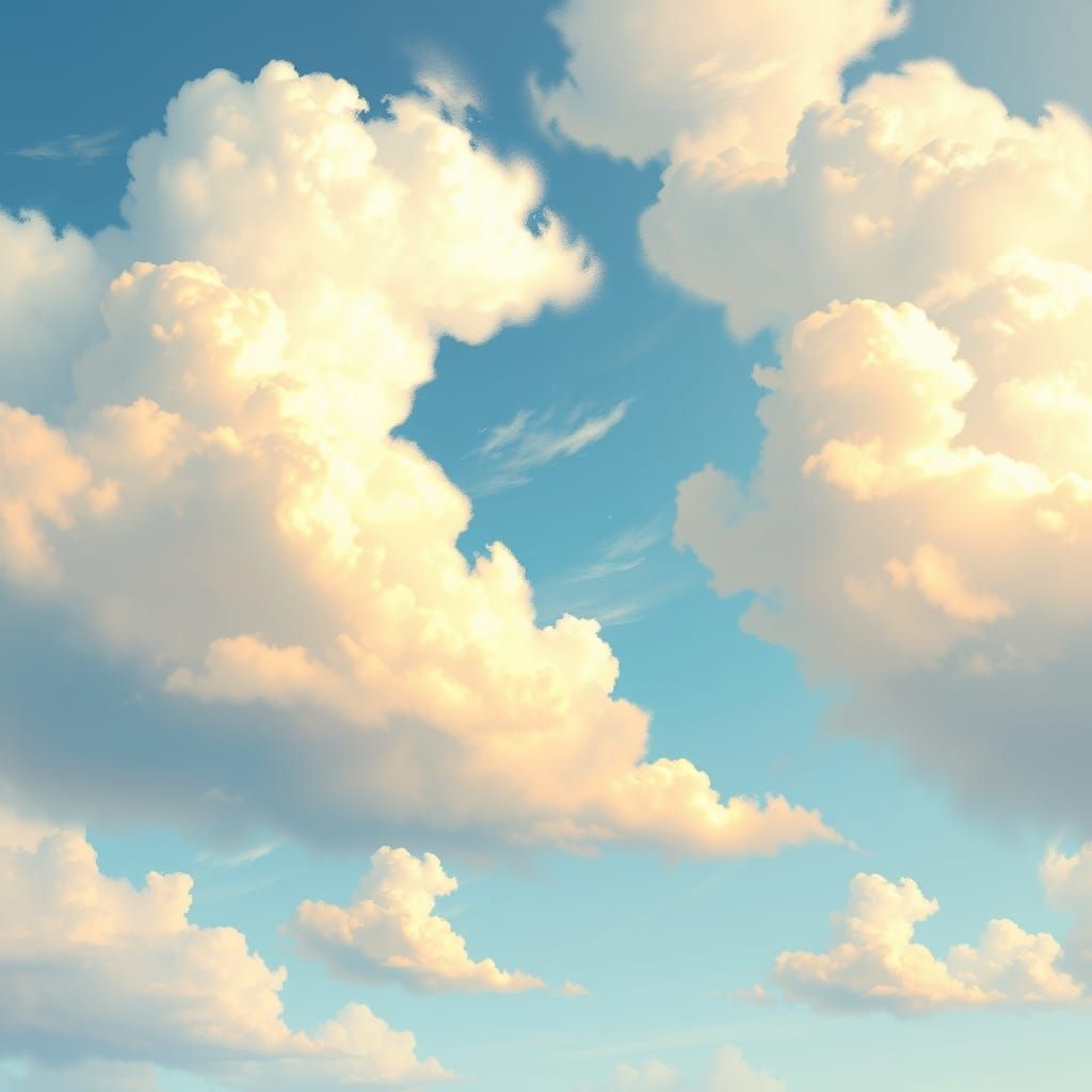 Serene Sky with Clouds in Dreamy Style