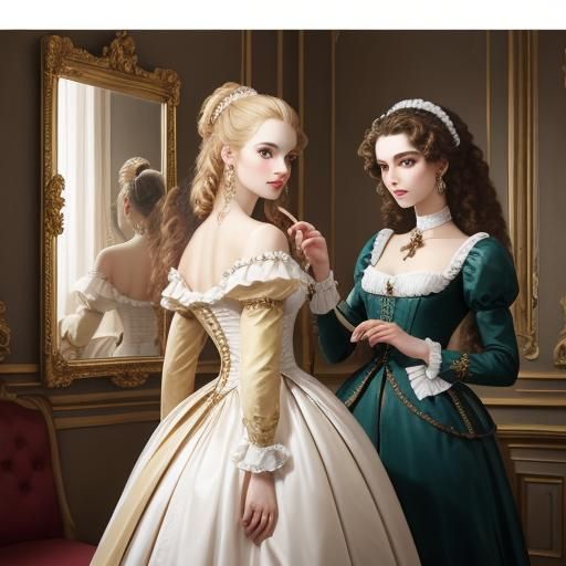 Princess and Servant in Oil Painting Style