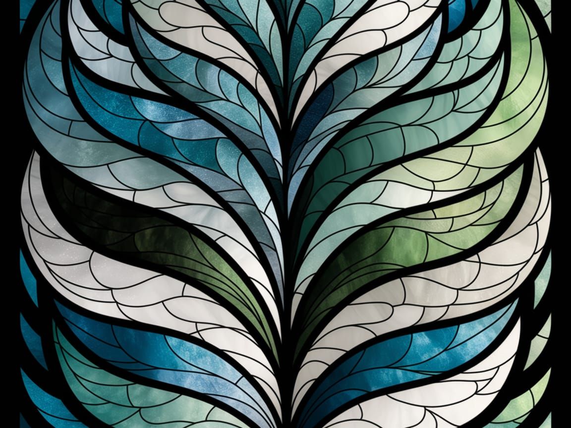 Ethereal Art Nouveau Stained Glass Masterpiece