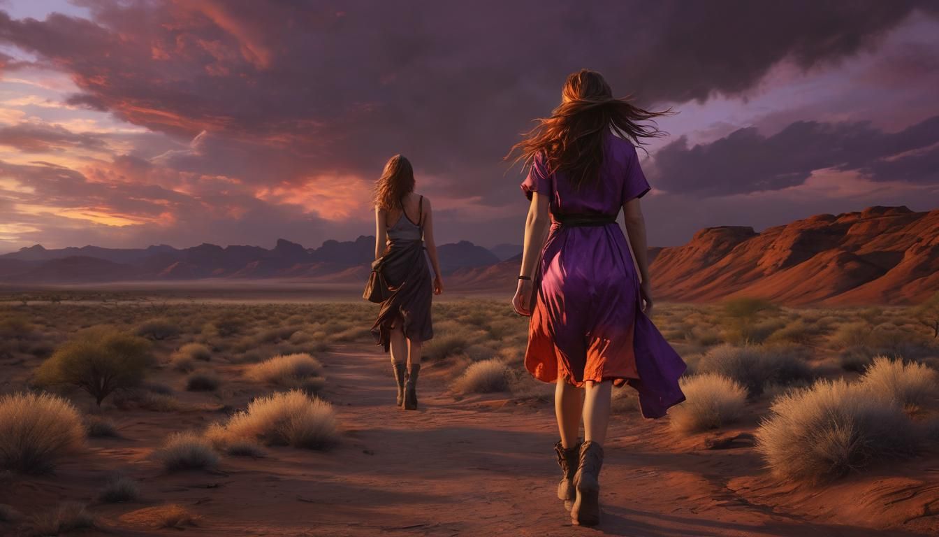 Fiery Sunset Over Outback Landscape in Hyperrealism