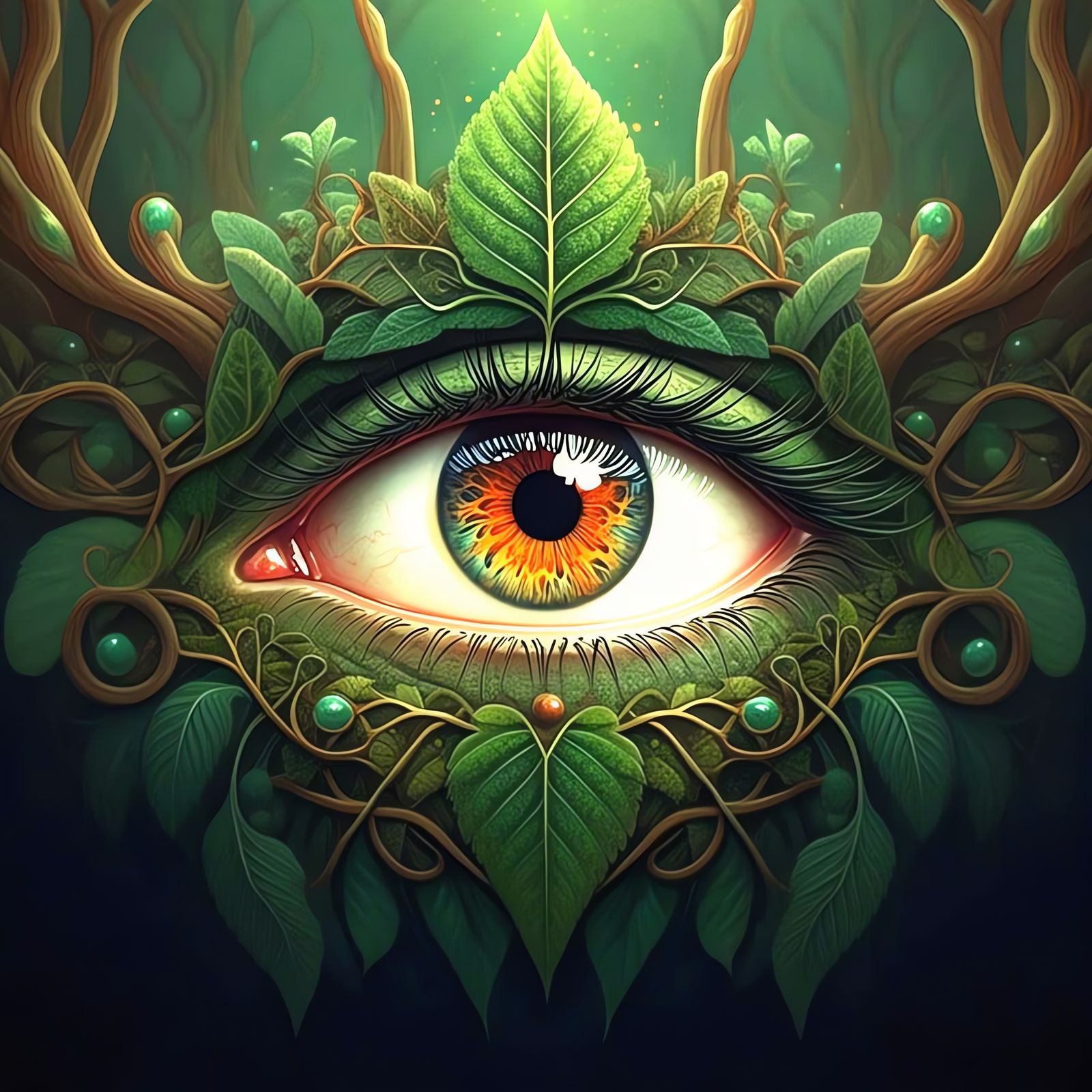 Stylized Eye Symbol in Harmony with Nature