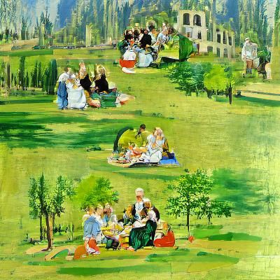 Joyful Picnic in Park, Renaissance Style