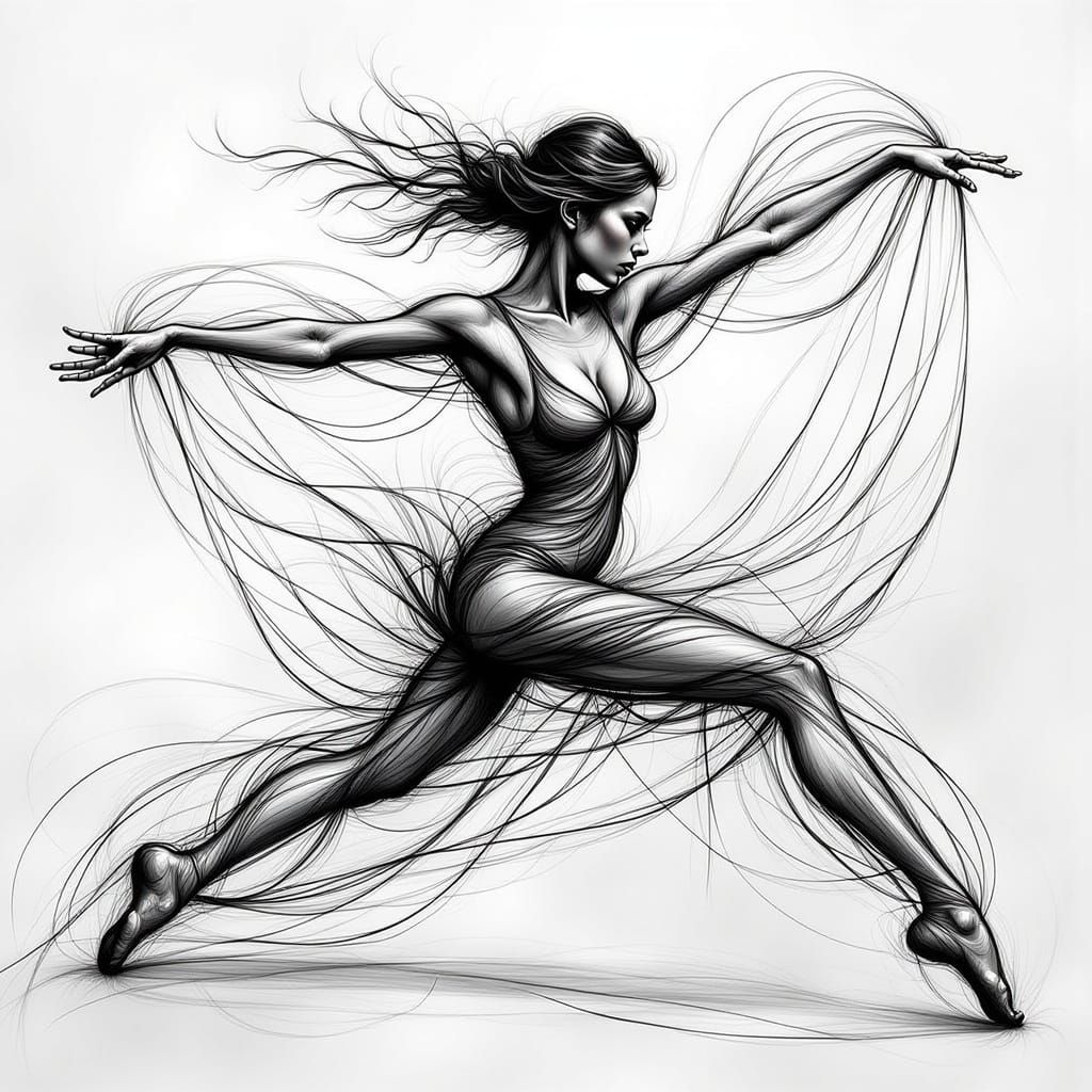 Dancer in Motion: Vince Low-Style Scribble Art