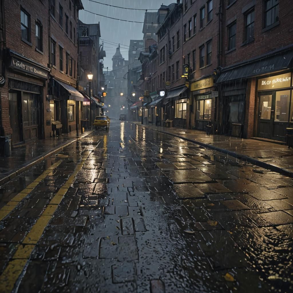 little nightmares rainy city Ultra realistic, hyper realisti...