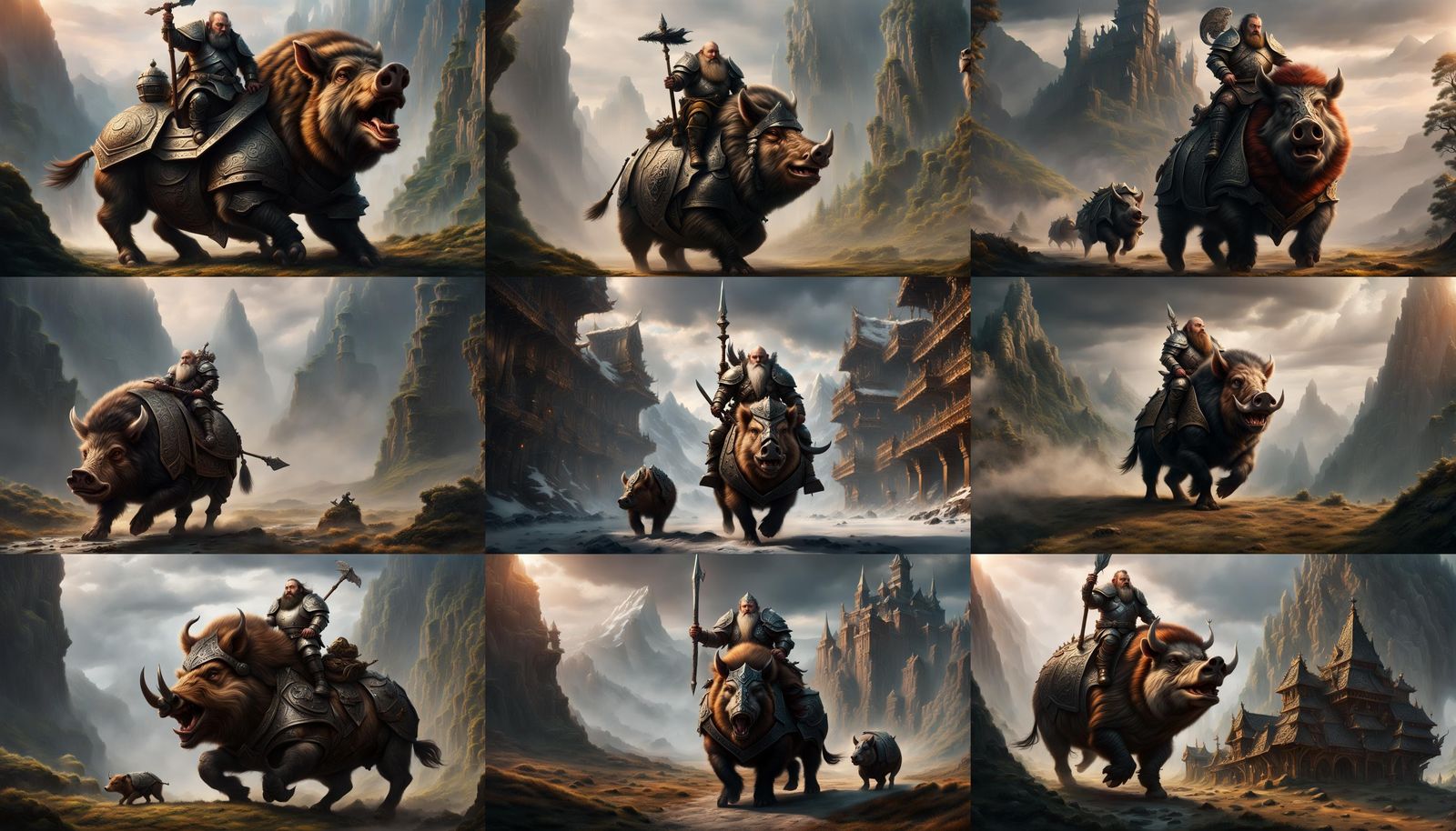 Armored Dwarf on Armored Boar: Epic Battle Scene