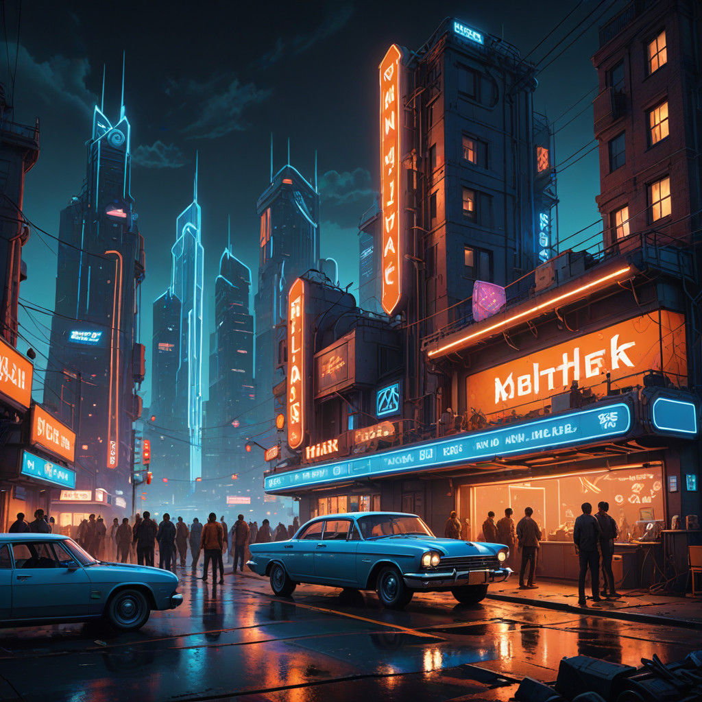 Surreal Ska Party in a Neon-Lit Metropolis