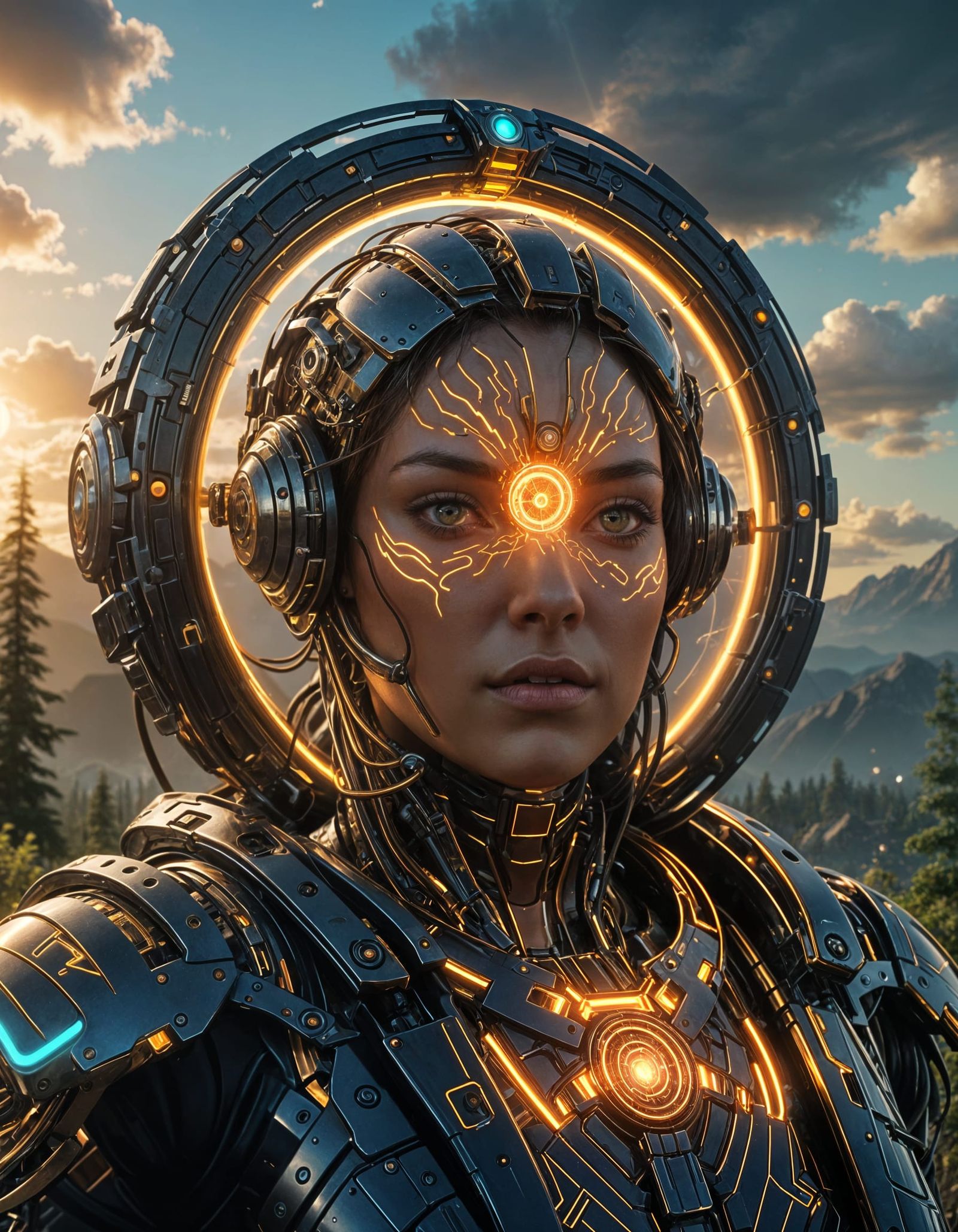 Supreme AI God in Digital Rainbow Light