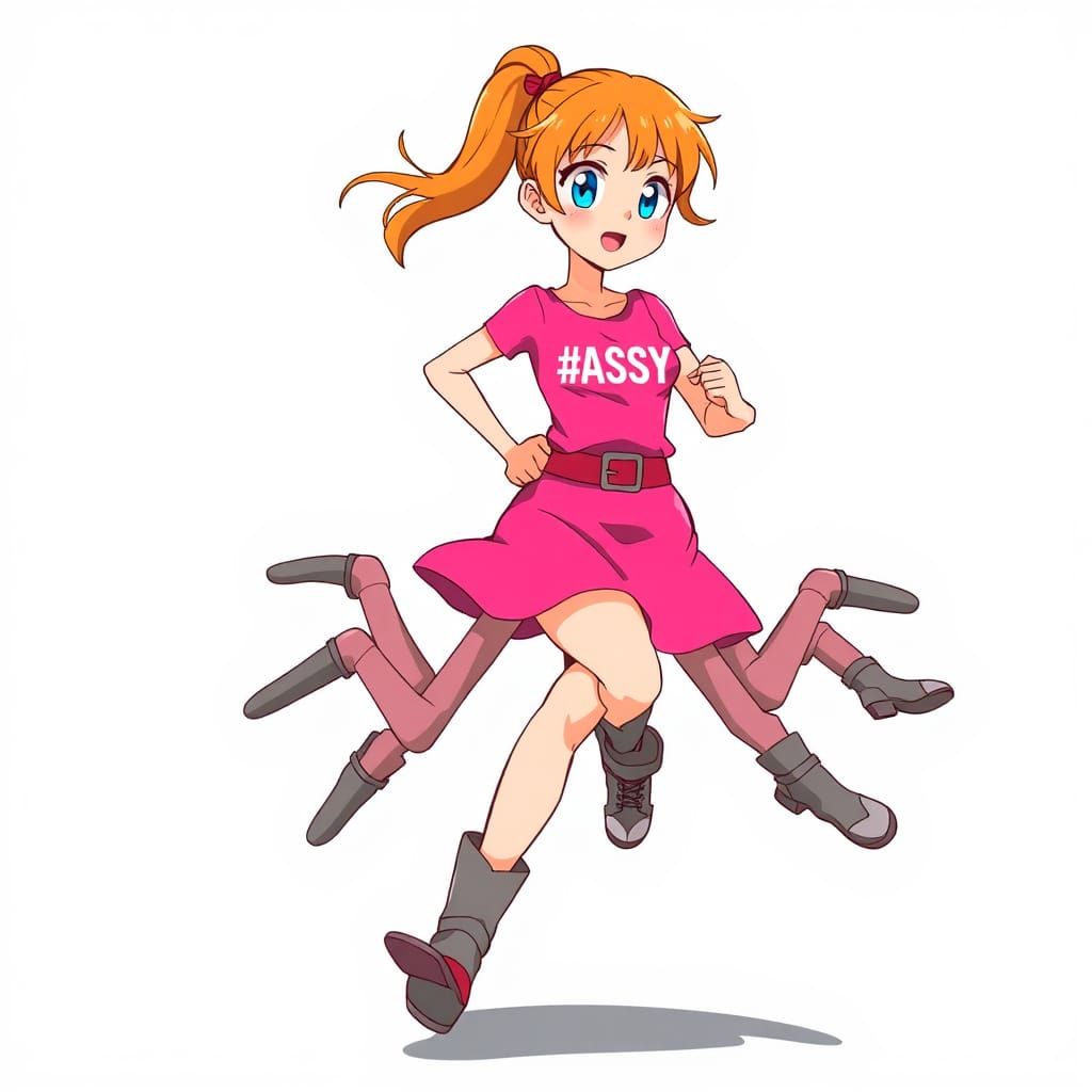 Anime Cartoon Woman Running at Superhuman Speed