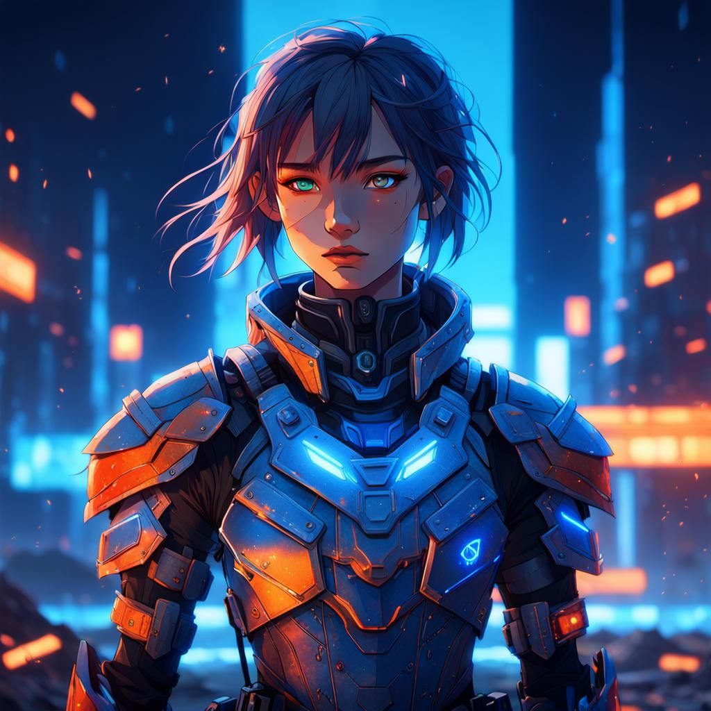 Heroic Woman in Post-Apocalyptic Anime Art