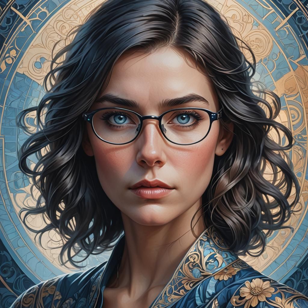 Intense Portrait in Art Nouveau Style