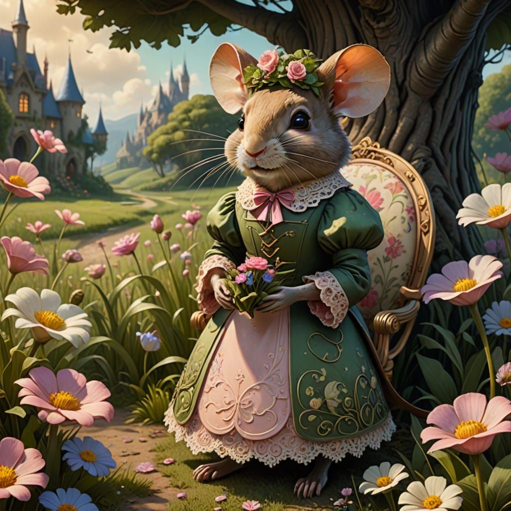 Whimsical Fairy-Tale Scene in Pastel Tones