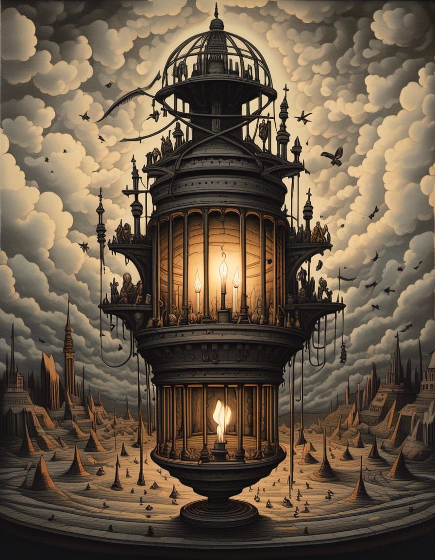 Baroque Still Life: Oil Lamp and Dead Flowers