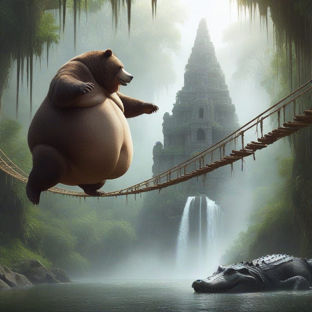 Bear-Crusader Falls to Temple Bridge in Jungle