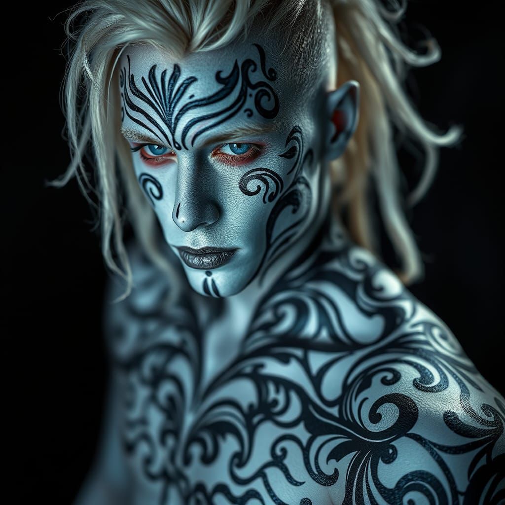 Albino Man in Body Paint, Mystical Art