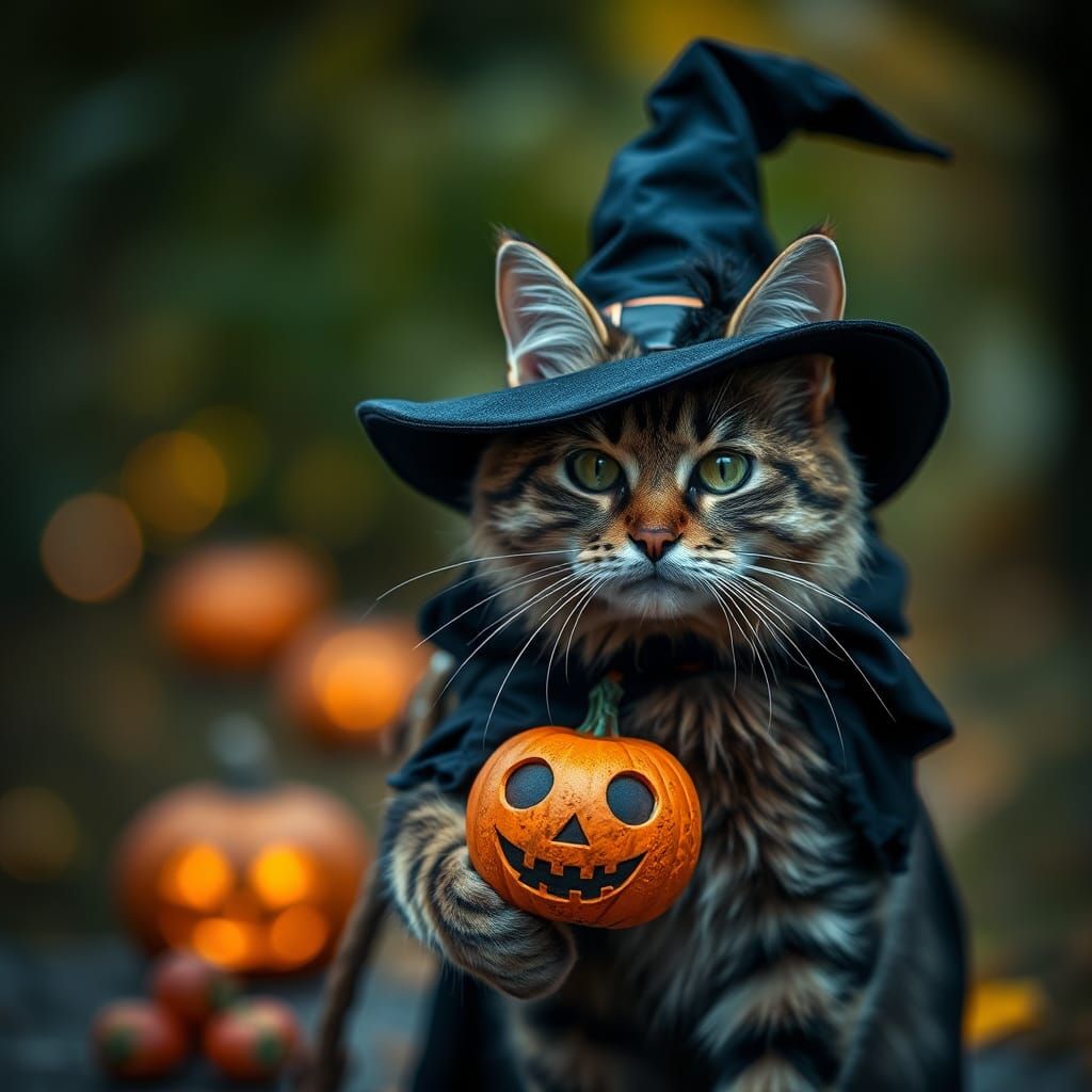 Cat Witch Trick-or-Treating: Professional Photography