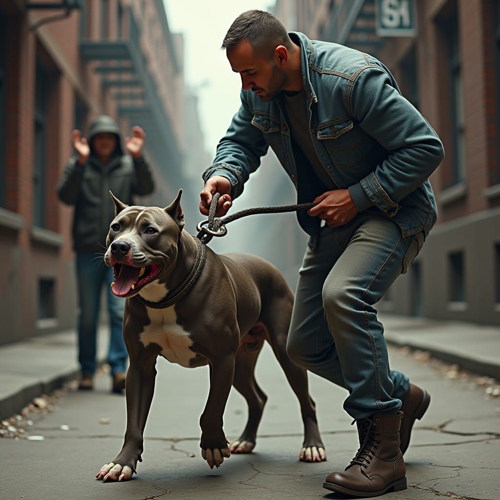 Man Protects Pitbull from Aggressive Stranger in Tense Momen...