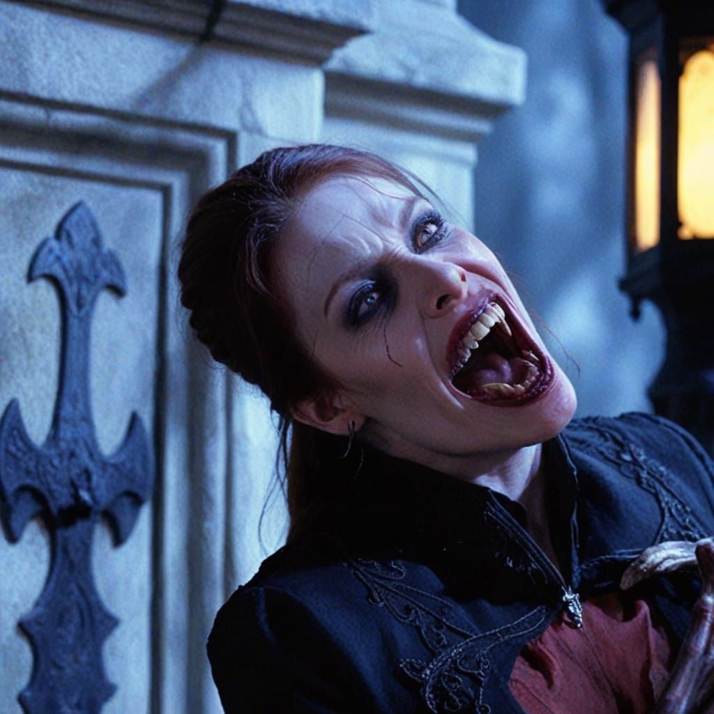 Gothic Vampire Queen in Dark, Moody Lighting