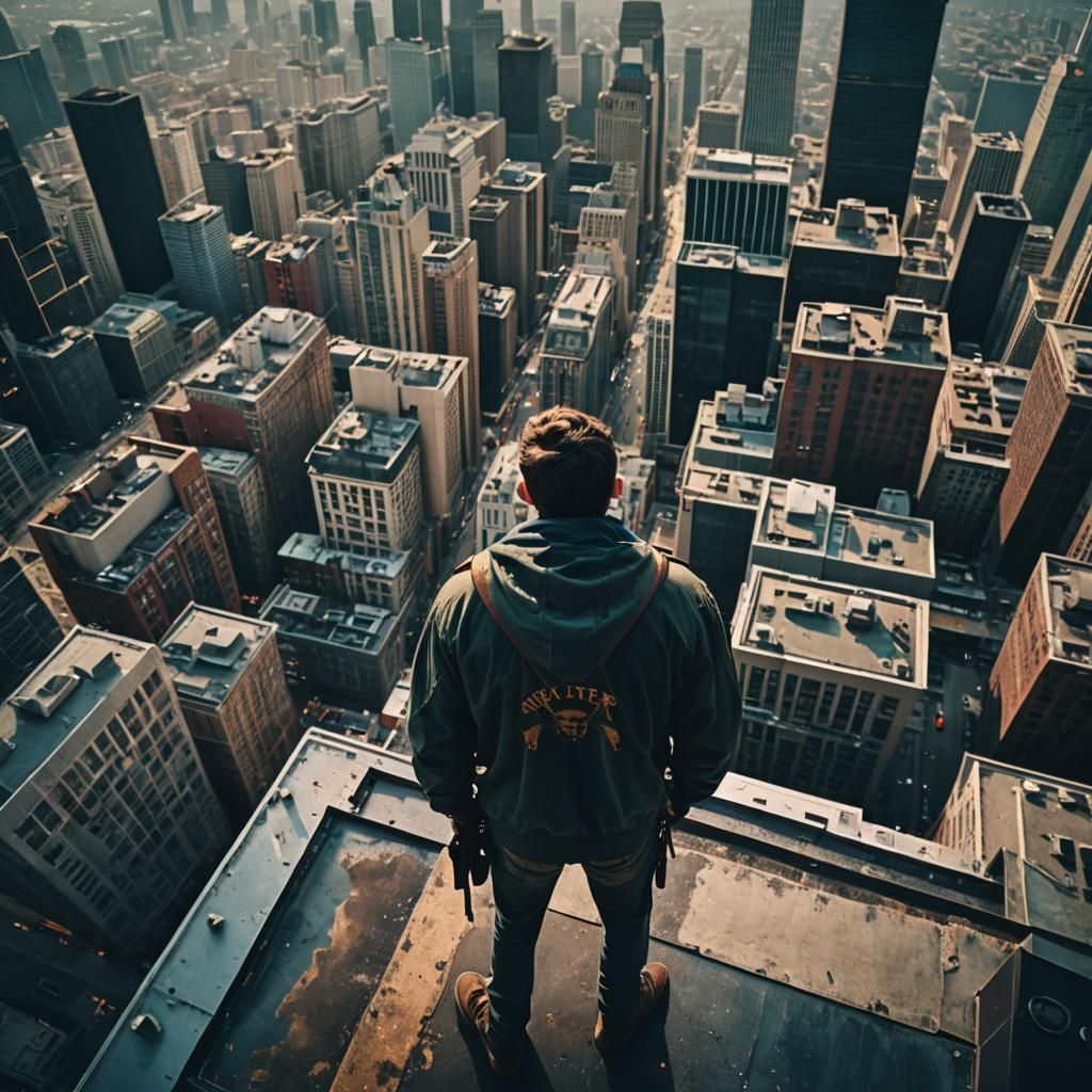 Dramatic Cityscape View from Above