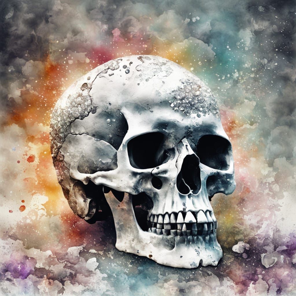 Diamond Encrusted Skull in Vintage Poster Style