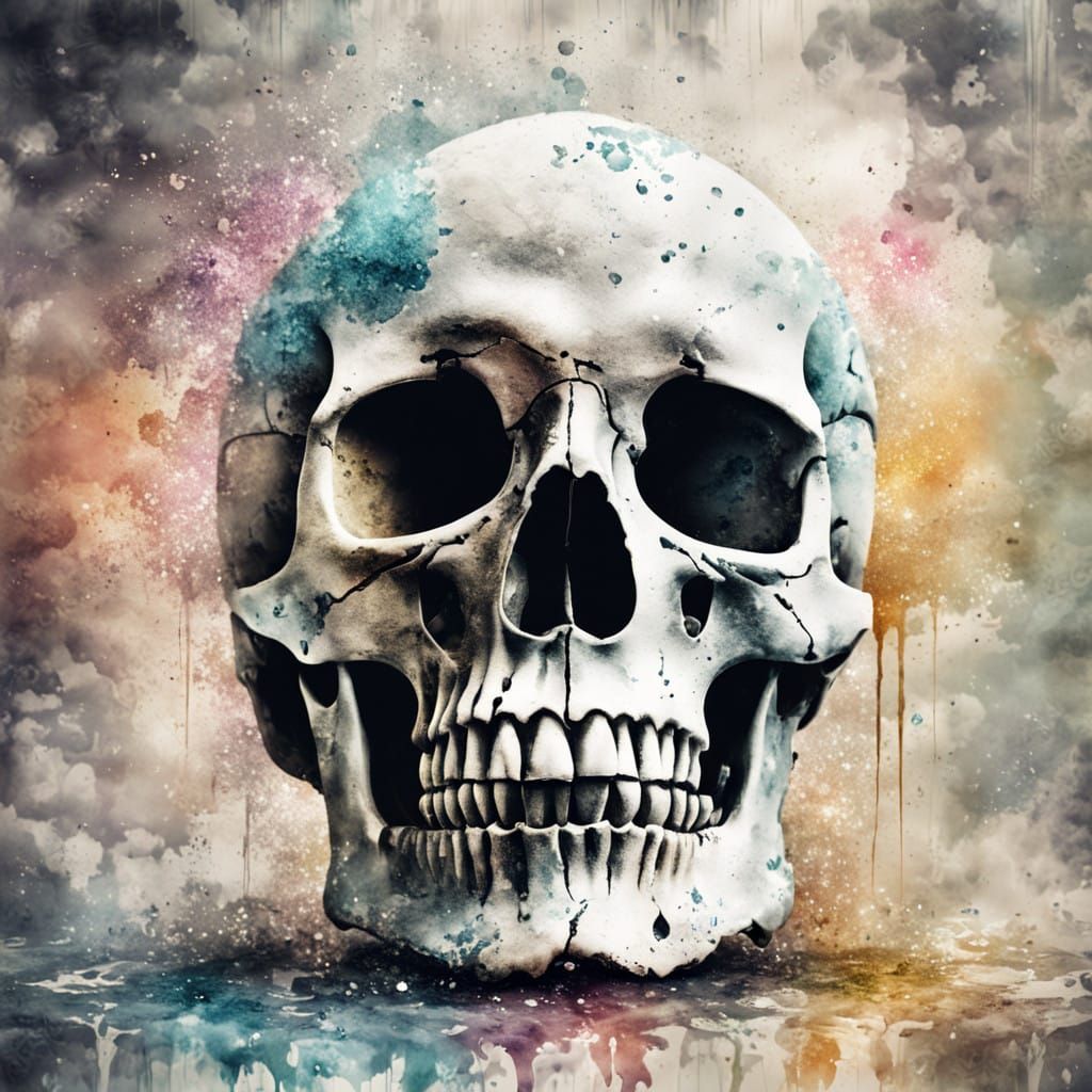 Diamond Encrusted Skull in Vintage Poster Style