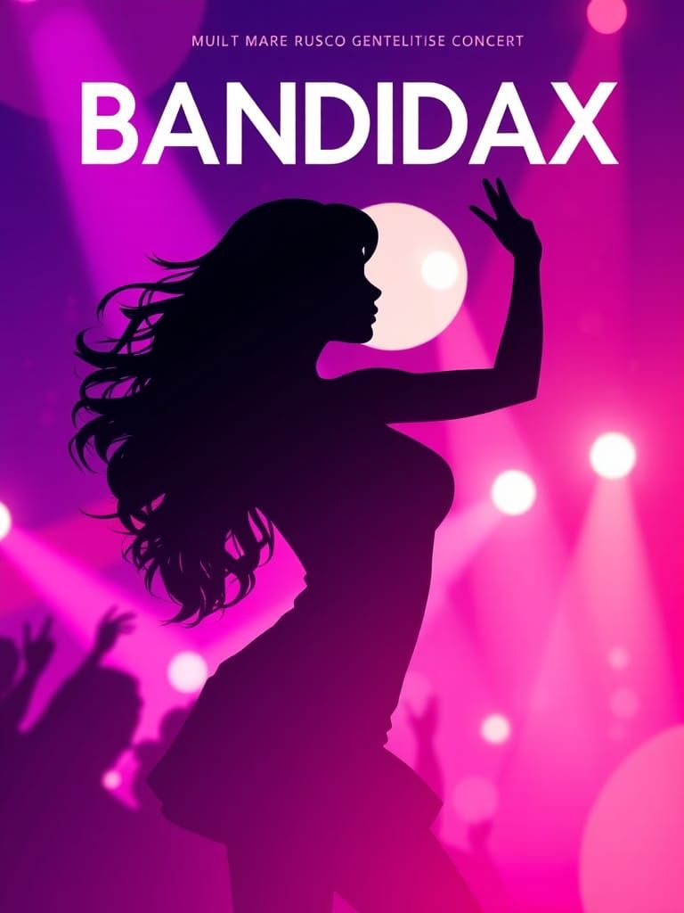 Glamorous Disco Dancer Girl Silhouette Poster in 2000's Styl...