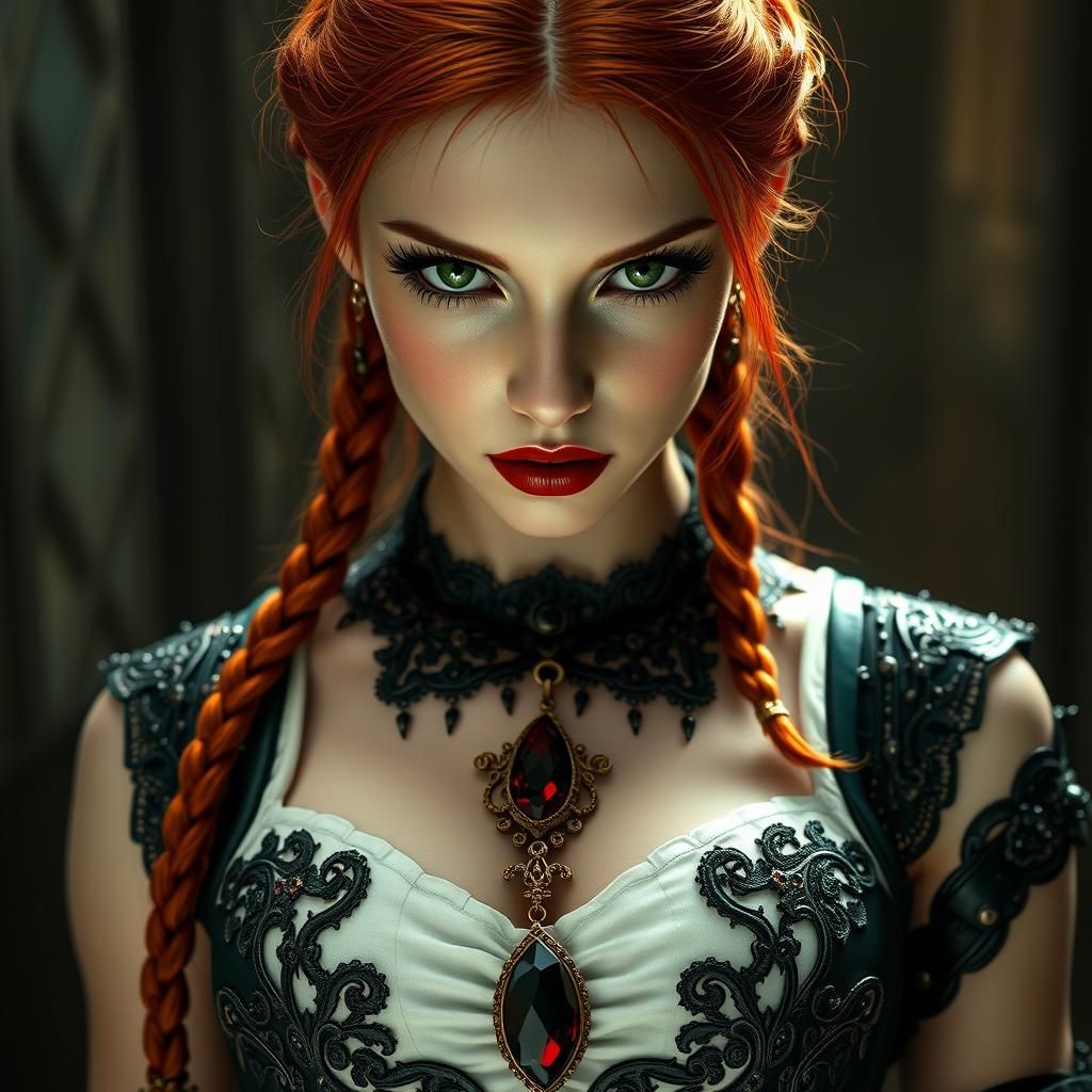 Vampire Woman in Gothic Armor, Dark Romanticism Style