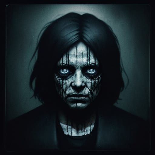 Distorted Child's Face in Creepy TV Screen