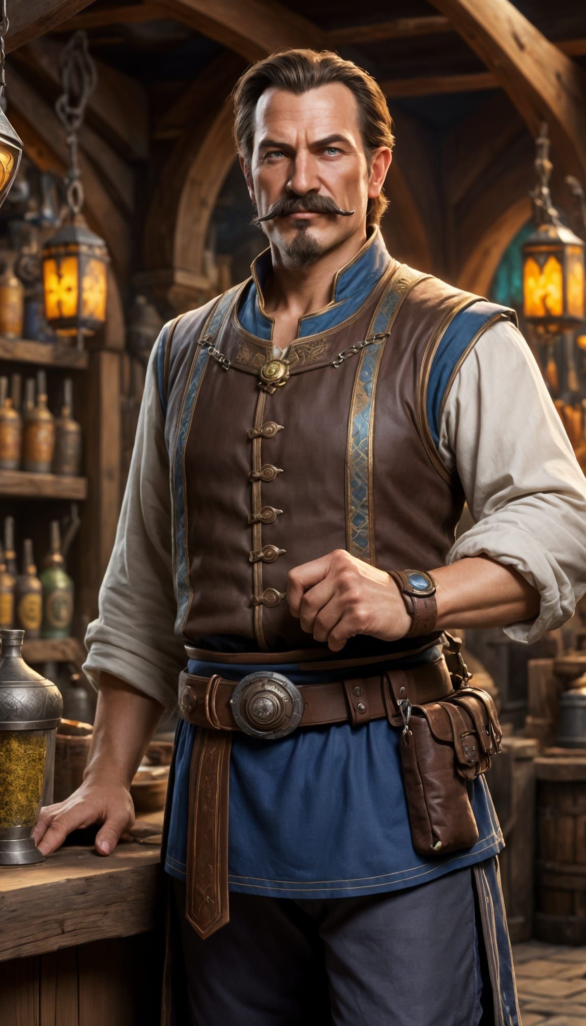 Fantasy Weapon Merchant in Warcraft Style Armory