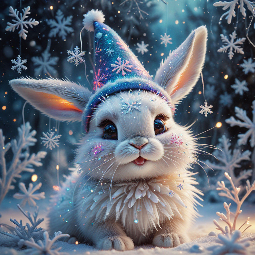 Vibrant Winter Wonderland Whimsy in Airbrushed Style