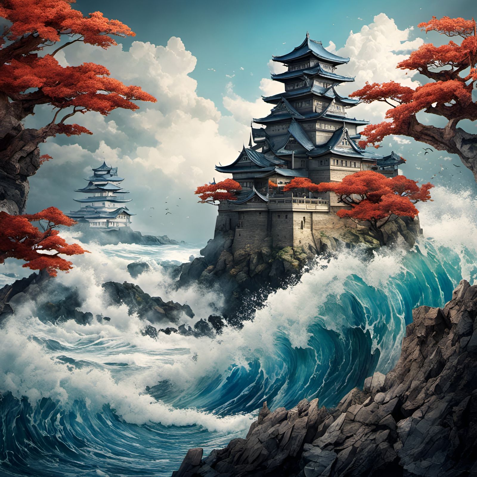 waves Japanese Castle