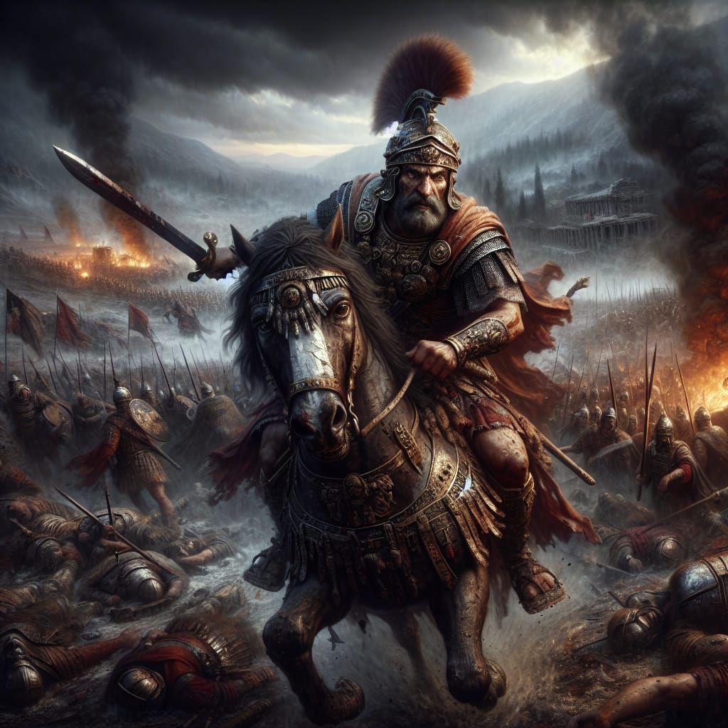 Caesar's Retreat: Epic Close-Up of a Desperate Leader