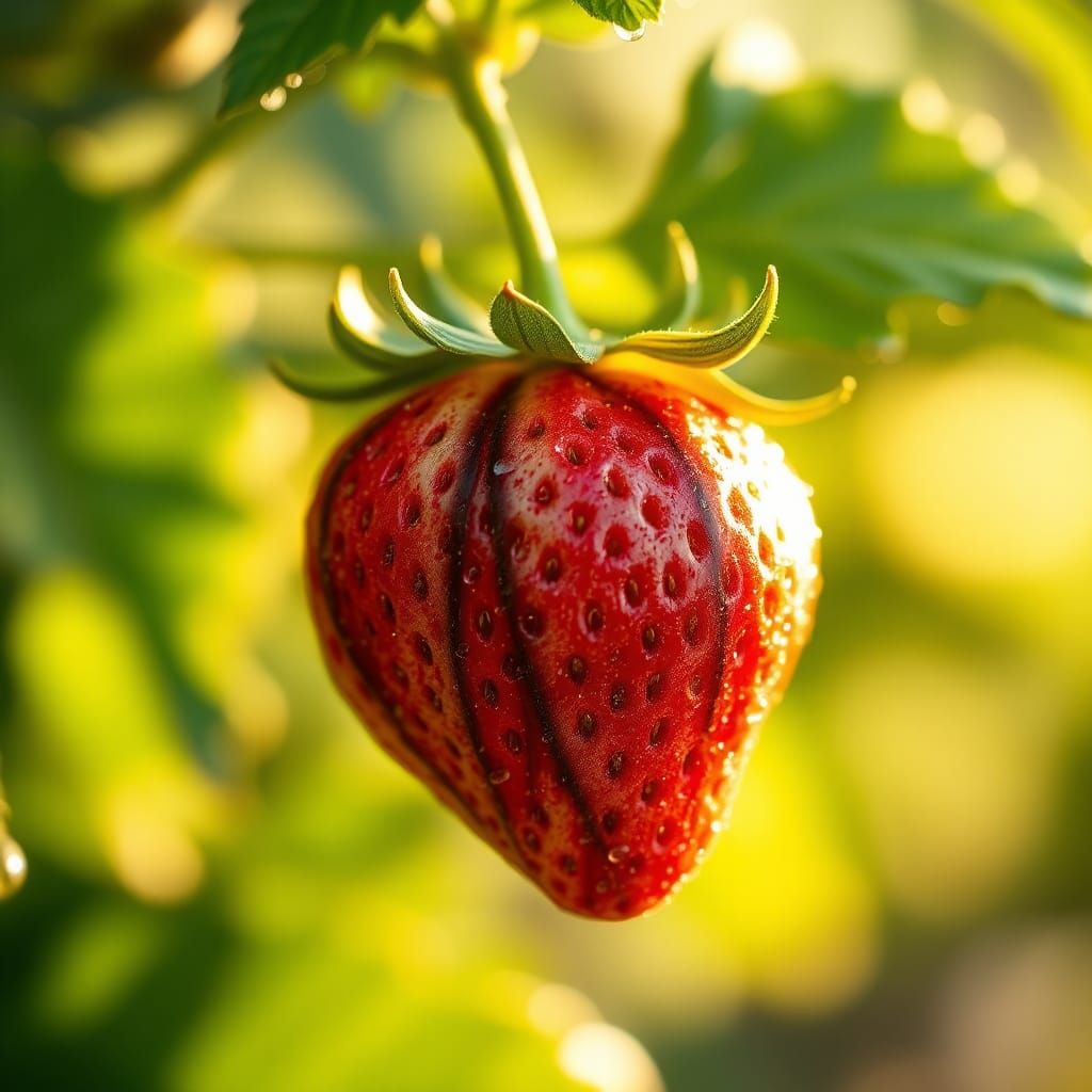 Strawberry Watermelon Hybrid Glistening with Morning Dew