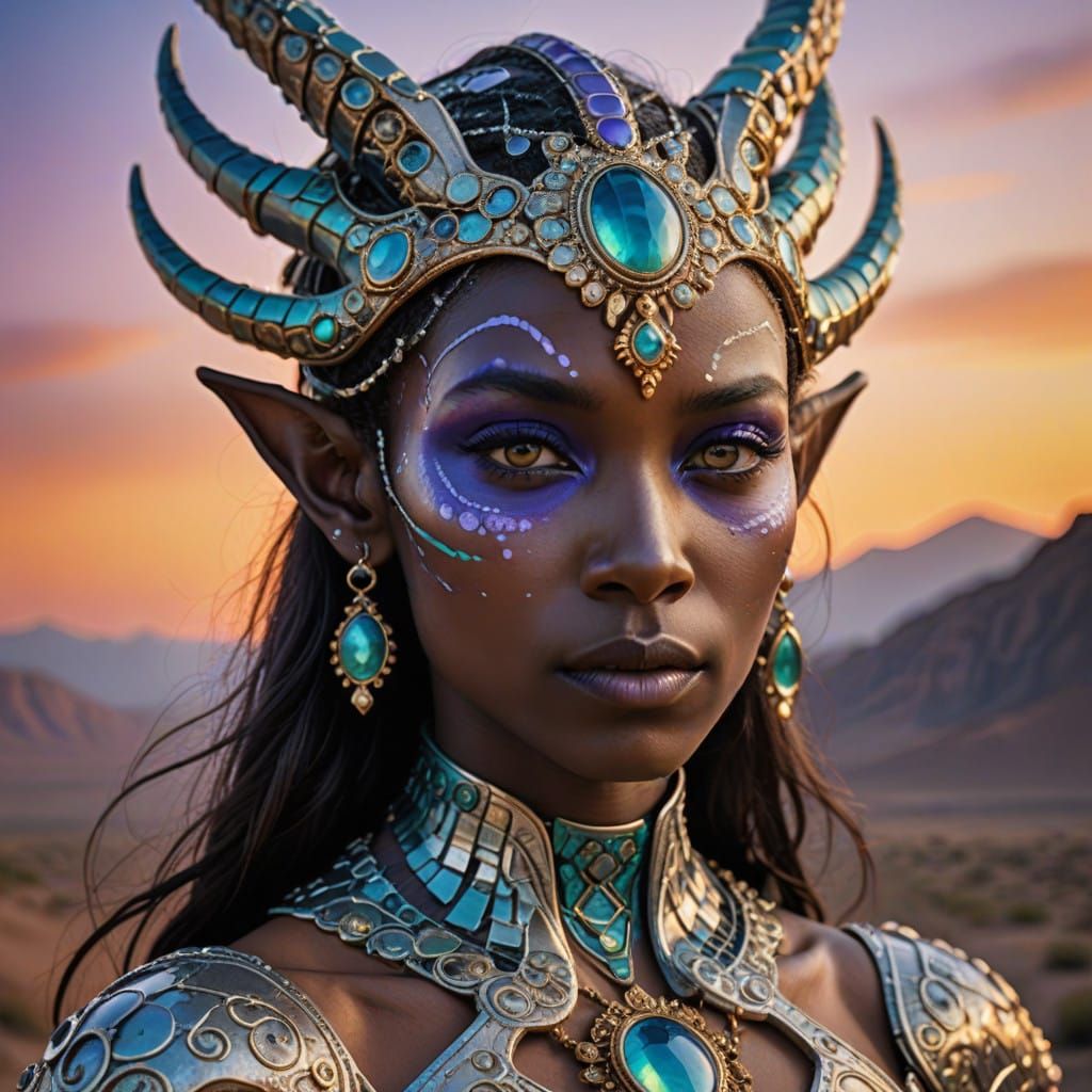 Ethereal Alien Woman in Iridescent Hues