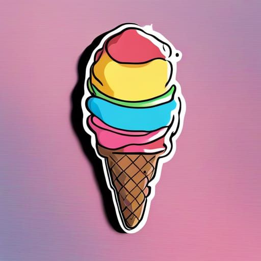 Ice Cream Illustration Sticker for Redbubble