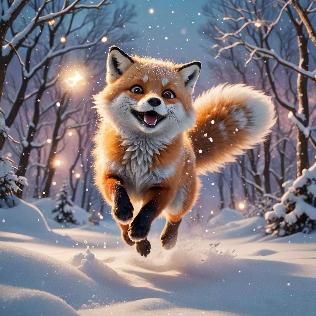 Just a happy fox playing in the snow