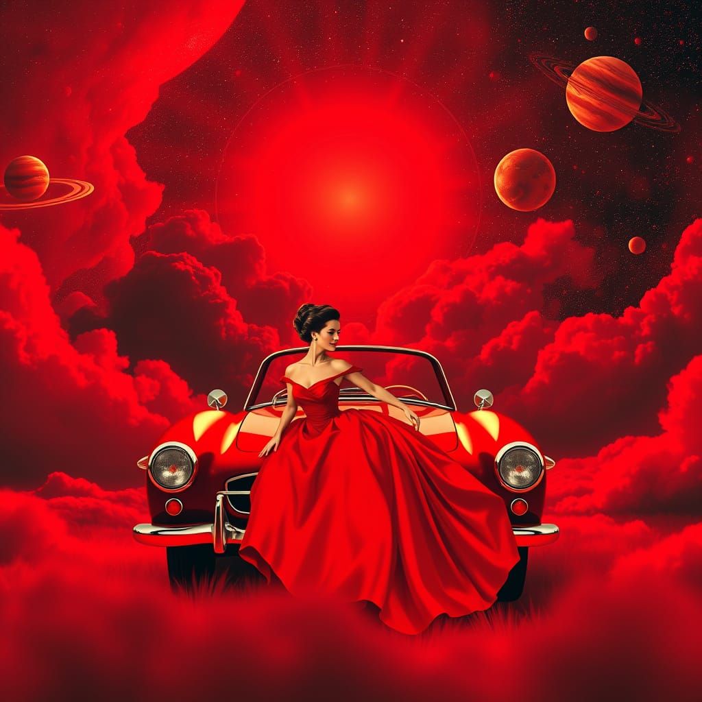 Sophia Loren Drives Red Mercedes in Rothko-Miyazaki Cosmos