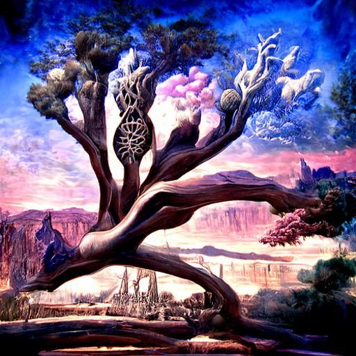 Tree of Life Pencil Drawing in Pastel Goth Tonalism