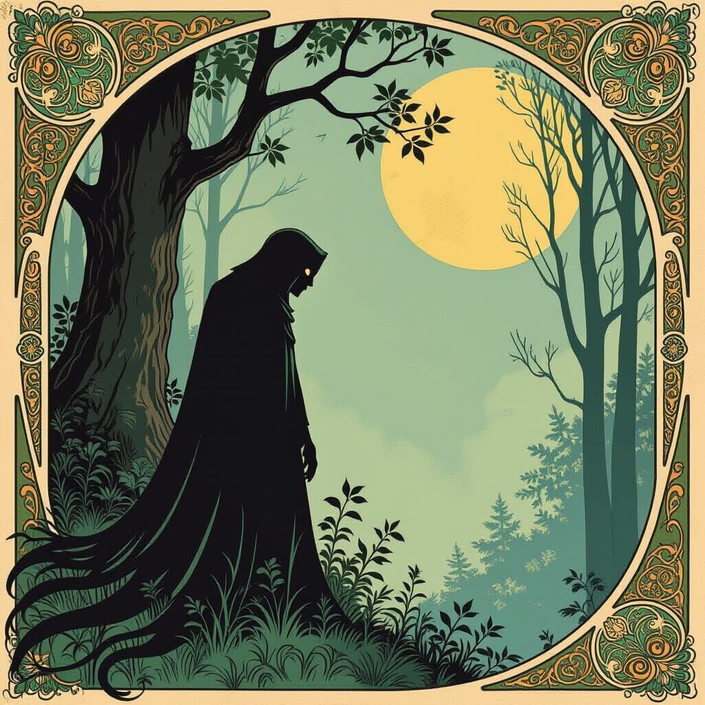 Shadow Creature in Art Nouveau Style