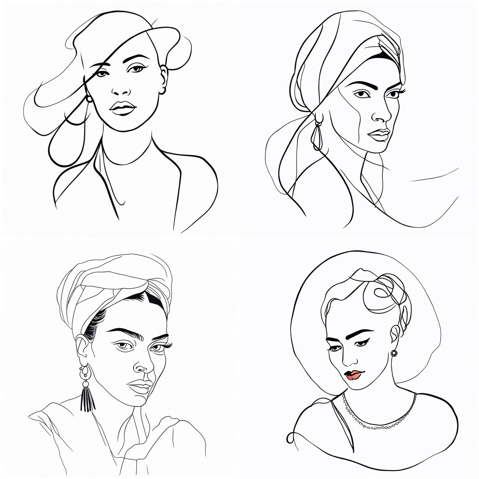 Minimalist Silhouette Portrait of Frida Kahlo