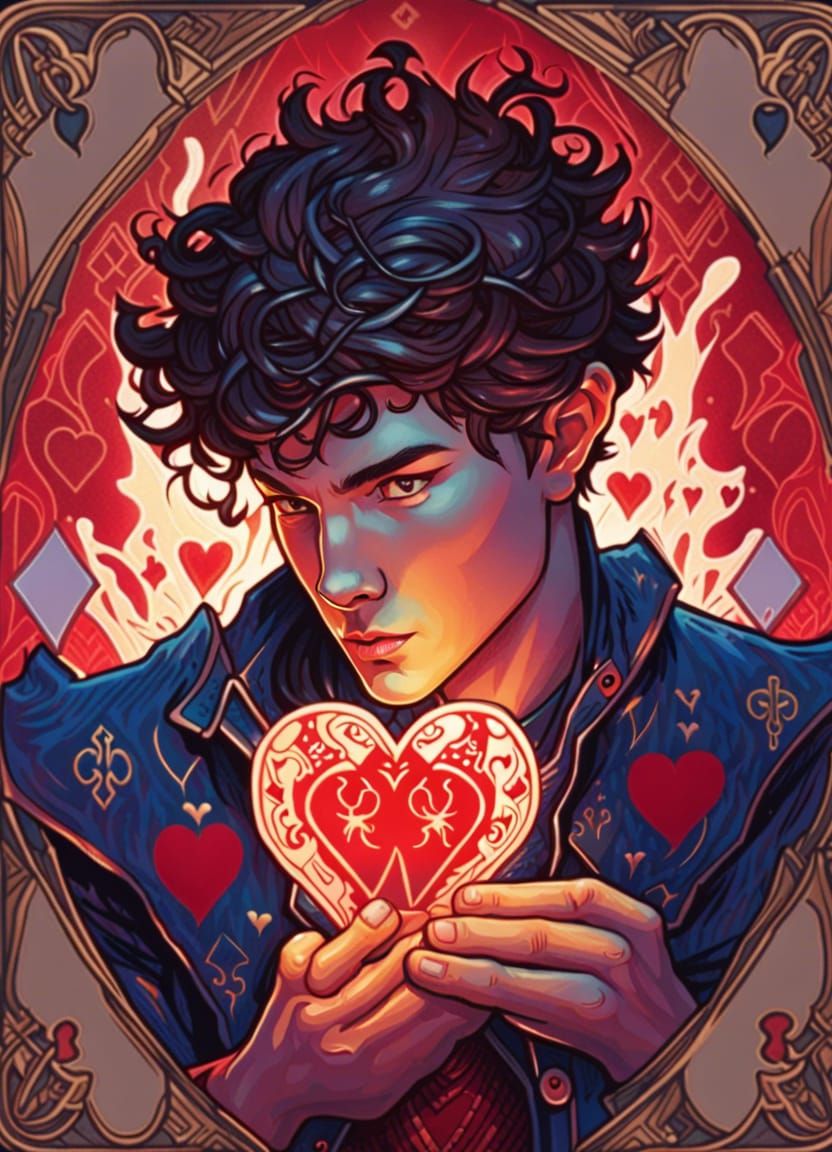 Jack of Hearts Sorcerer in Art Nouveau Style